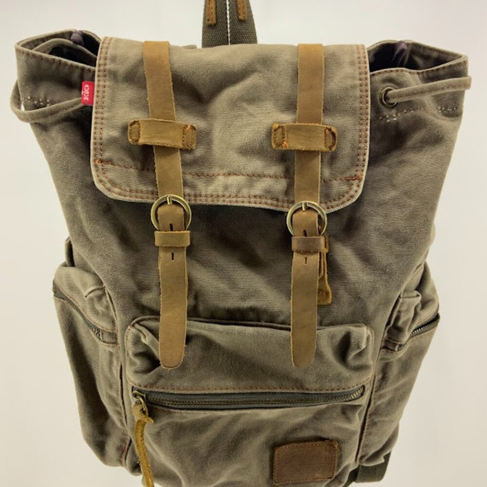 Augur Strauss & Co. JANS Backpack, Canvas, Taupe with Leather Straps - Picture 5 of 5